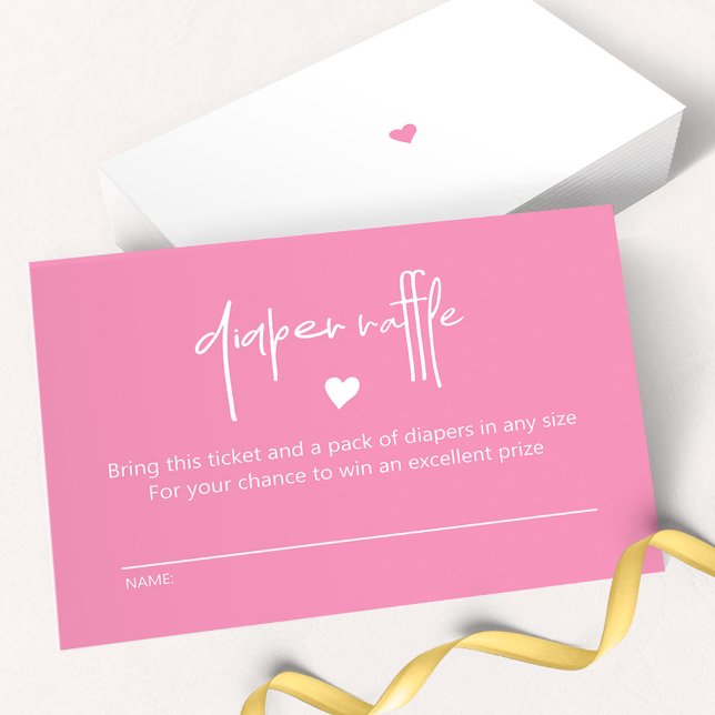 Carte De Correspondance Bébé rose vif Fille Douche Déchets Raffle (Créateur téléchargé)