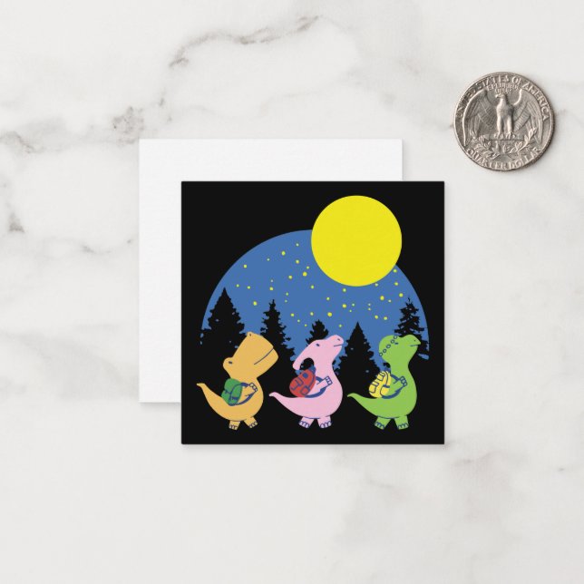 Carte De Correspondance Bébés Dinosaures Rentrent à l'École (Devant/Arrière en situation)