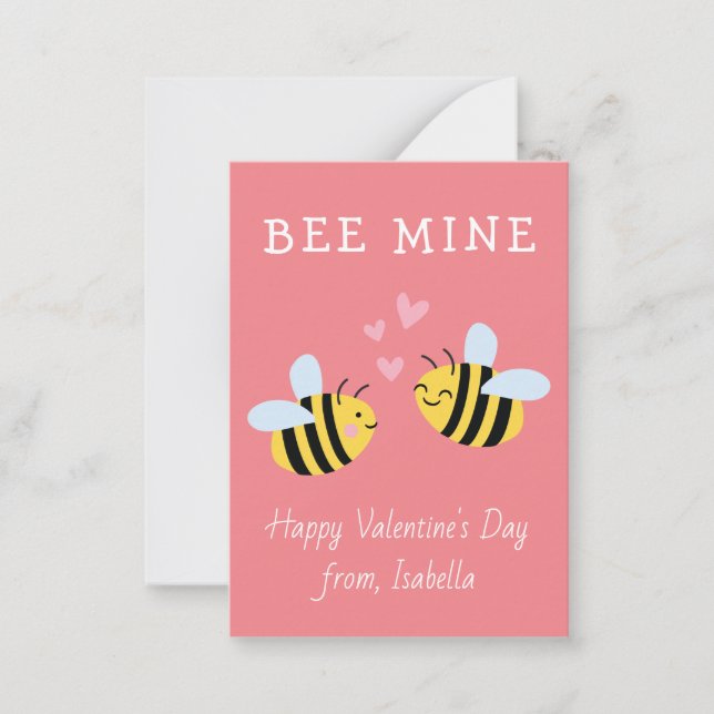 Carte De Correspondance BEE MINE Classroom valentine Pink Note Card (Devant)