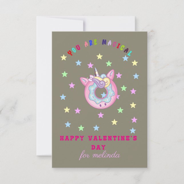 Carte De Correspondance beignets mignons unicorn valentine's day (Devant)