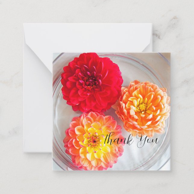 Carte De Correspondance Belle Dahlias Merci Note (Devant)