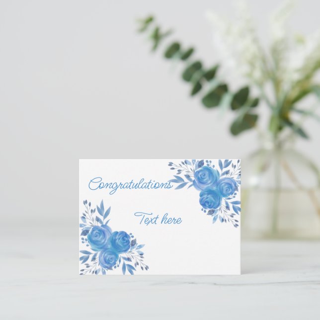 Carte De Correspondance Belle Félicitation Rose bleu (Debout devant)