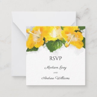 Carte De Correspondance Belle Fleur d'Hibiscus Jaune Art RSVP de Mariage
