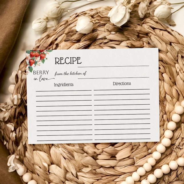 Carte De Correspondance Berry in Love Strawberry Bridal Shower Recipe (Créateur téléchargé)