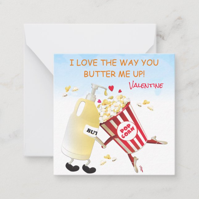 Carte De Correspondance Beurre Popcorn Funny Pun Couple Valentine (Devant)