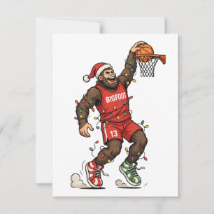 Carte De Correspondance Bigfoot Sasquatch Basket Noël 2026 Vacances