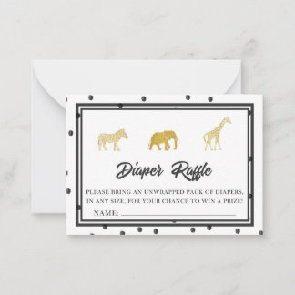 Carte De Correspondance Billet de jeu Baby shower Safari Diaper Raffle