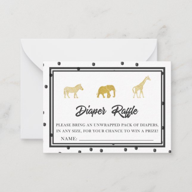 Carte De Correspondance Billet de jeu Baby shower Safari Diaper Raffle (Devant)