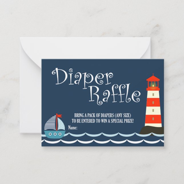Carte De Correspondance Billet de rabat Nautique, Baby shower, Ahoy (Devant)