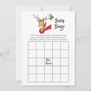 Carte De Correspondance Bingo de Baby Shower de Noël Renne Rétro Vintage