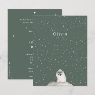 Carte De Correspondance Birth Announcement Card Little Bird In The Snow