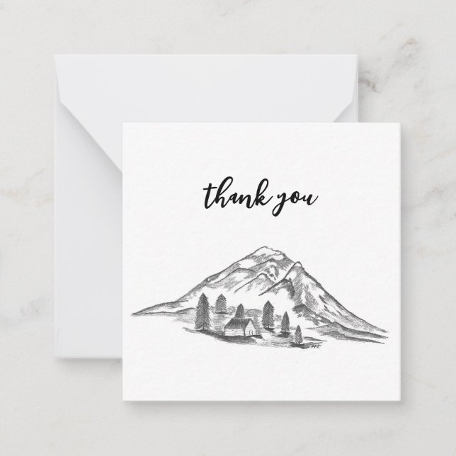 Carte De Correspondance Black and white mountain note card (Devant)