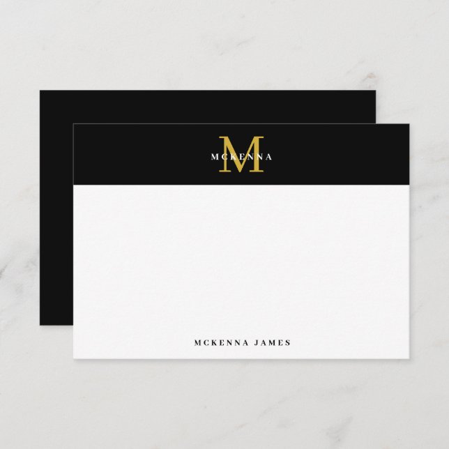 Carte De Correspondance Black Gold Minimal Élégant Simple Classy Moderne (Devant / Derrière)