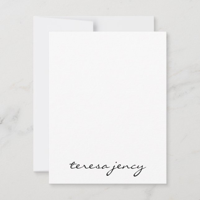 Carte De Correspondance Black Monogram | Elegant Modern Script Name Design (Devant)