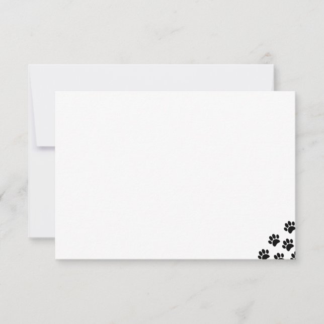 Carte De Correspondance Black Pet Paw Prints  (Devant)