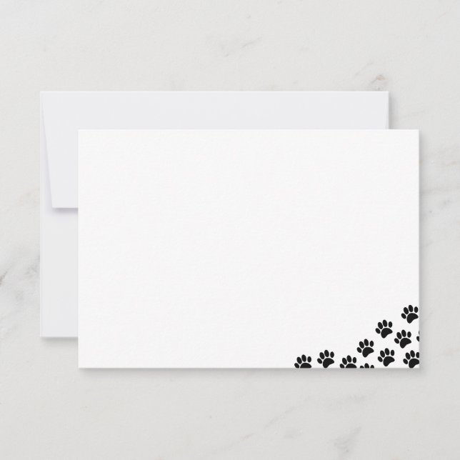 Carte De Correspondance Black Puppy Paw Prints  (Devant)