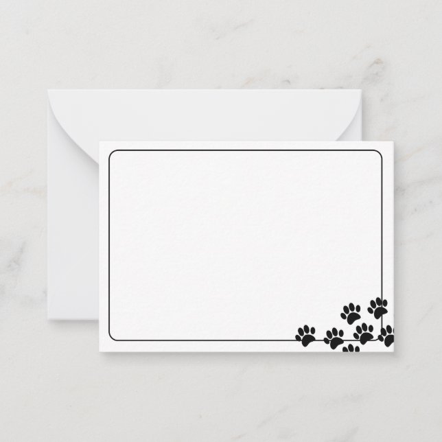 Carte De Correspondance Black Puppy Paw Prints Blank Bordered (Devant)