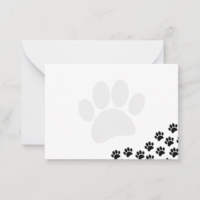 Carte De Correspondance Black Puppy Paw Prints Canine (Devant)