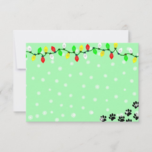 Carte De Correspondance Black Puppy Paw Prints Custom Christmas (Devant)