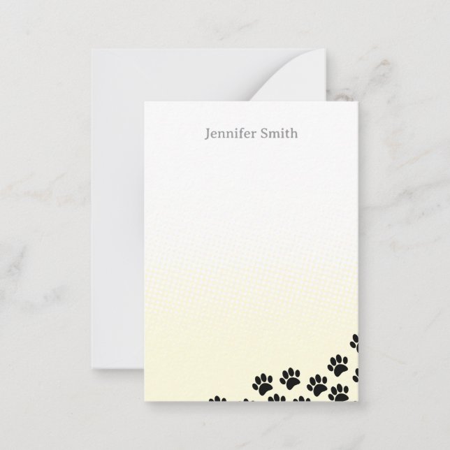 Carte De Correspondance Black Puppy Paw Prints Personalized Stationery  (Devant)
