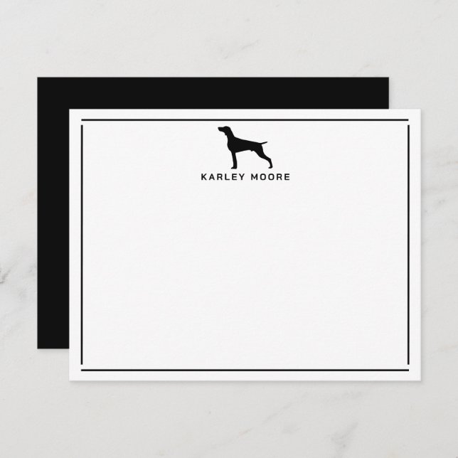 Carte De Correspondance Black Weimaraner Chien moderne poste frontière (Devant / Derrière)