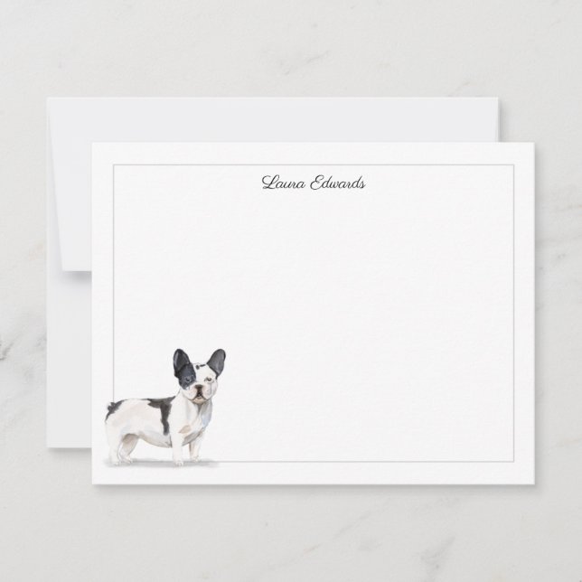 Carte De Correspondance Black White French Buldog Grey (Devant)