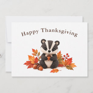 Carte De Correspondance Blaireau au crochet Joyeux Thanksgiving