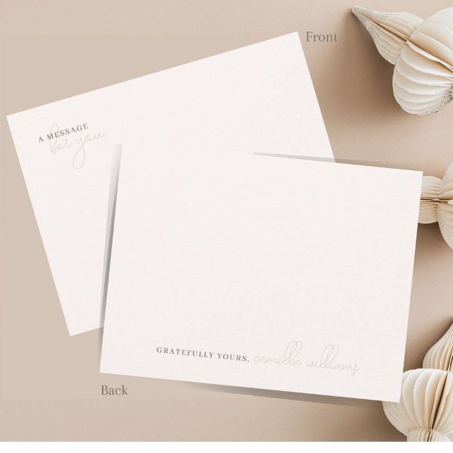 Carte De Correspondance Blanc beige minimal | Un message pour vous (Créateur téléchargé)