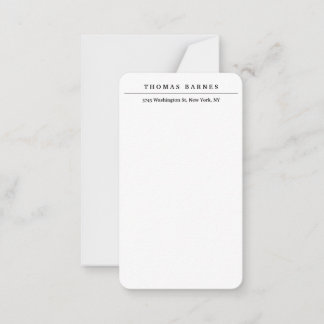 Carte De Correspondance Blanc classique minimaliste sobre élégant