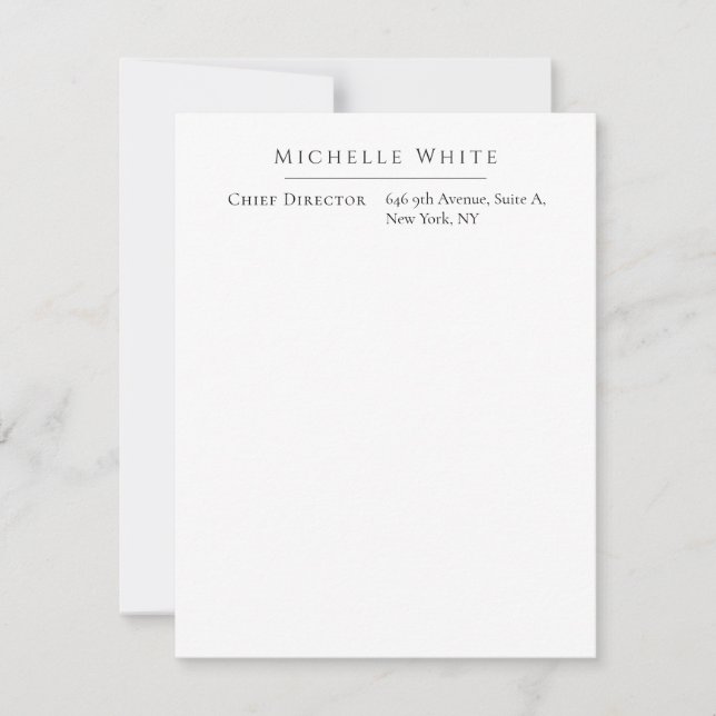 Carte De Correspondance Blanc élégant moderne professionnel (Devant)