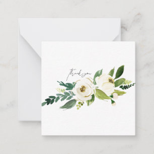 Carte De Correspondance Blanc Floral Élégant mariage Merci blanc