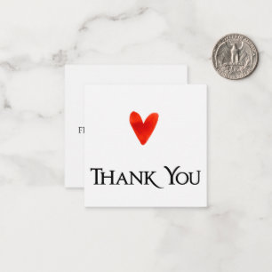 Carte De Correspondance Blanc minimaliste Élégant Mariage Coeur Merci