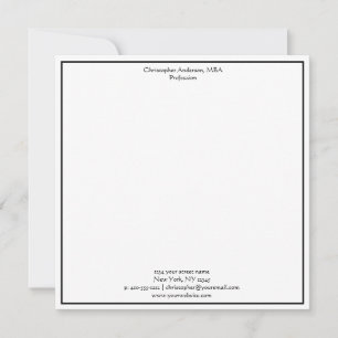 Carte De Correspondance Blanc Noir Minimaliste Entreprise Professionnel