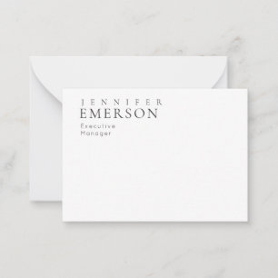 Carte De Correspondance Blanc noir minimaliste moderne simple