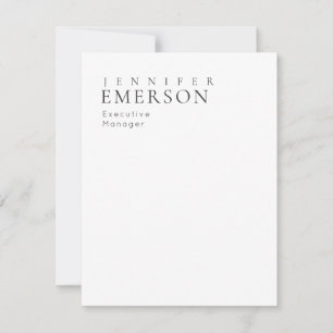 Carte De Correspondance Blanc noir minimaliste moderne simple