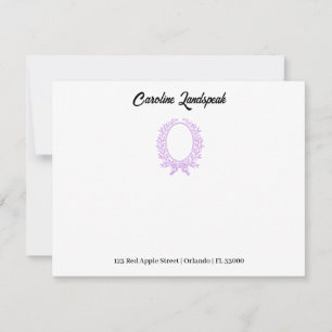 Carte De Correspondance Blason Floral Violet Vintage Nom, Adresse Personna