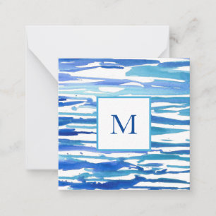 Carte De Correspondance Bleu Aquarelle Rayures Abstraites