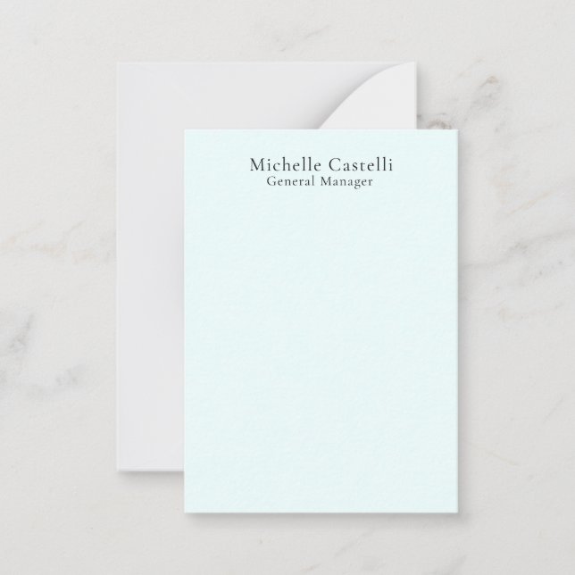 Carte De Correspondance Bleu Azur Professionnel Unique Classique Simple (Devant)