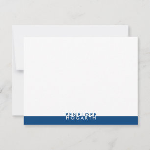Carte De Correspondance Bleu blanc chic moderne minimaliste