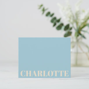 Carte De Correspondance Bleu Clair Nom Personnalisé Moderne Prépa Minimali