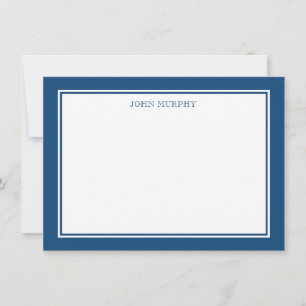 Carte De Correspondance Bleu classique de marine Merci de cadre plat