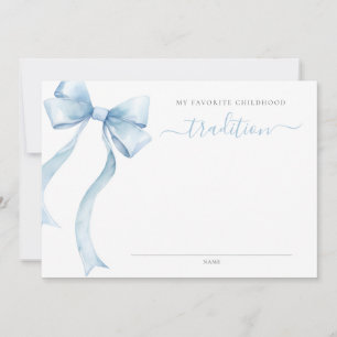 Carte De Correspondance Bleu Coquette Bow Baby shower Tradition enfantine
