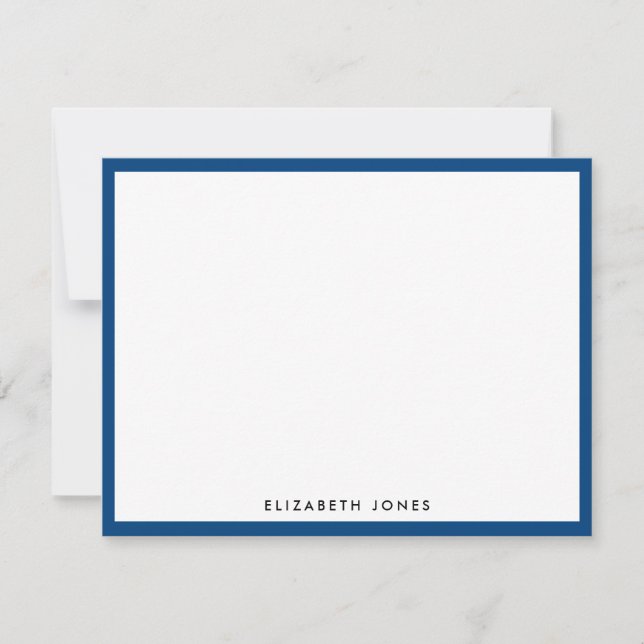 Carte De Correspondance Bleu de marine classique Simple Moderne Chic Minim (Devant)