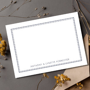Carte De Correspondance Bleu double bordure classique
