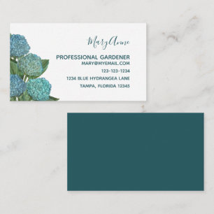 Carte De Correspondance Bleu Dusté Moderne Foliage Floral Hydrangea Note C