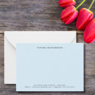 Carte De Correspondance Bleu élégant Personnalisé