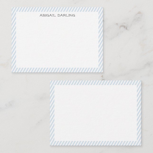 Carte De Correspondance Bleu et blanc rayé marin côtier (Devant / Derrière)