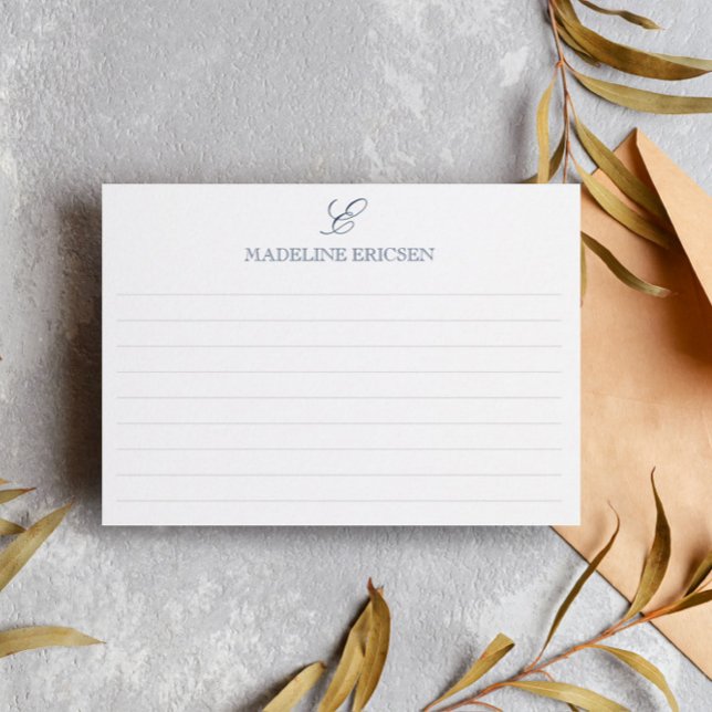 Carte De Correspondance Bleu foncé et blanc monogramme (Créateur téléchargé)