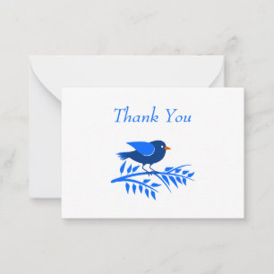 Carte De Correspondance Bleu joli Oiseau Nature Simple Merci personnalisé