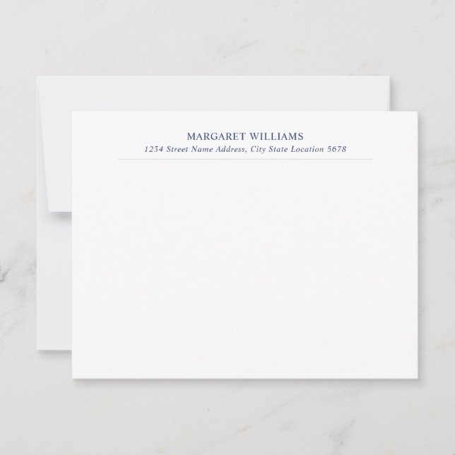 Carte De Correspondance Bleu marine Nom Adresse professionnelle (Devant)